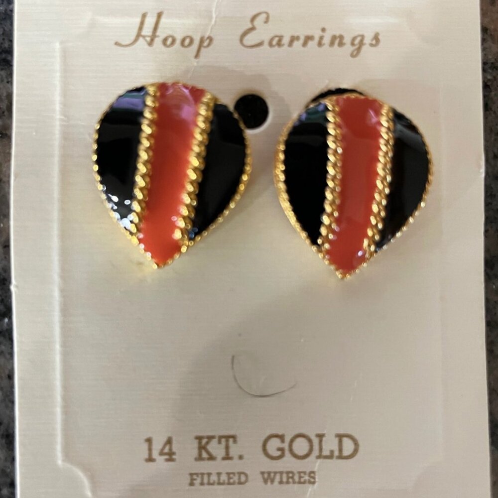 Black + Red Enamel Hoops • 14KT Gold‑Filled